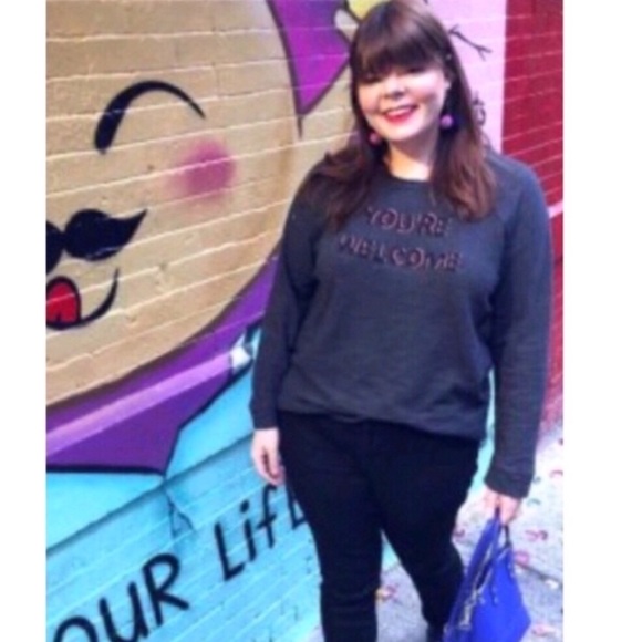 Loft “You’re Welcome” Charcoal Beaded Swea… - Picture 5 of 5